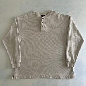 Alexander Julian Colours Oatmeal Henley 3 Button Long Sleeve Top